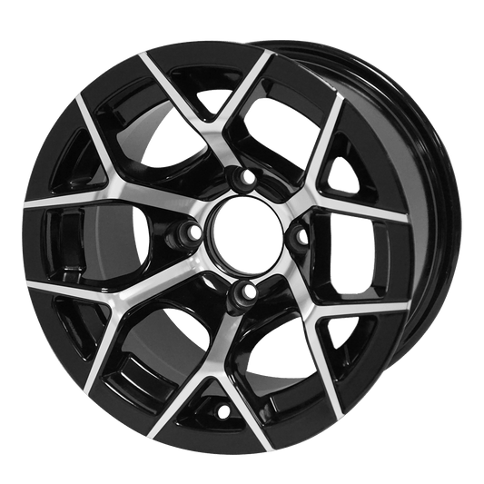 STEELENG 12″ Rally Machined/Black Wheel - Aluminum Alloy — single wheel product photo (SKU WH1226)