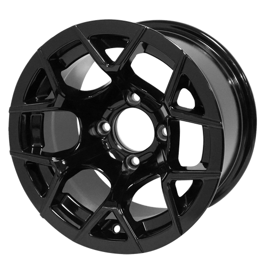 STEELENG 12″ Rally Glossy Black Wheel - Aluminum Alloy — single wheel product photo (SKU WH1227)