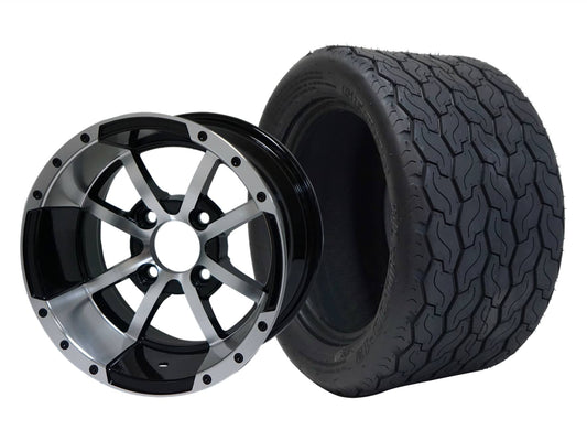 STEELENG 12″ Storm Trooper Machined/Black Wheel + 20x10-12 Gecko Street Tire Combo — mounted wheel+tire combo photo (WH1231+TR1201)