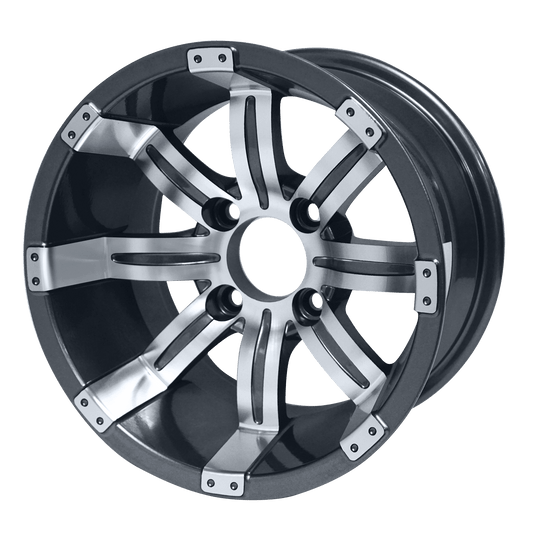 STEELENG 12″ Tempest Machined/Gunmetal Wheel - Aluminum Alloy — single wheel product photo (SKU WH1233)