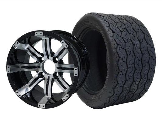 STEELENG 12″ Tempest Machined/Black Wheel + 20x10-12 Gecko Street Tire Combo — mounted wheel+tire combo photo (WH1234+TR1201)