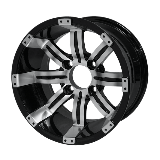 STEELENG 12″ Tempest Machined/Black Wheel - Aluminum Alloy — single wheel product photo (SKU WH1234)