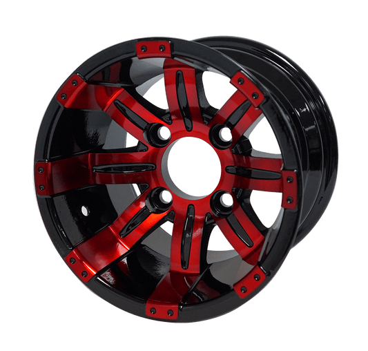 STEELENG 12″ Tempest Red/Black Wheel - Aluminum Alloy — single wheel product photo (SKU WH1235)
