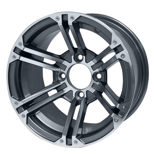 STEELENG 12″ Terminator Machined/Gunmetal Wheel - Aluminum Alloy — single wheel product photo (SKU WH1238)