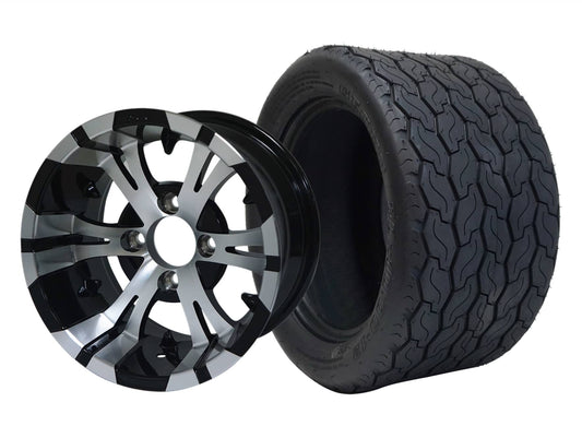 STEELENG 12″ Vampire Machined/Black Wheel + 20x10-12 Gecko Street Tire Combo — mounted wheel+tire combo photo (WH1245+TR1201)