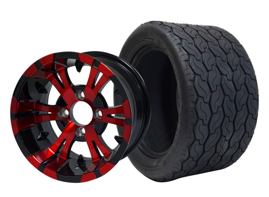 STEELENG 12″ Vampire Red/Black Wheel + 20x10-12 Gecko Street Tire Combo — mounted wheel+tire combo photo (WH1248+TR1201)