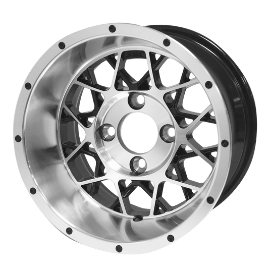 STEELENG 12″ Venom Machined/Black Wheel - Aluminum Alloy — single wheel product photo (SKU WH1249)