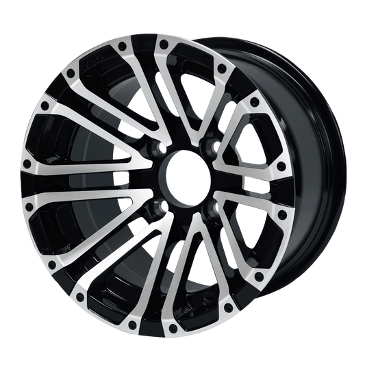 STEELENG 12″ Lancer Machined/Black Wheel - Aluminum Alloy — single wheel product photo (SKU WH1254)