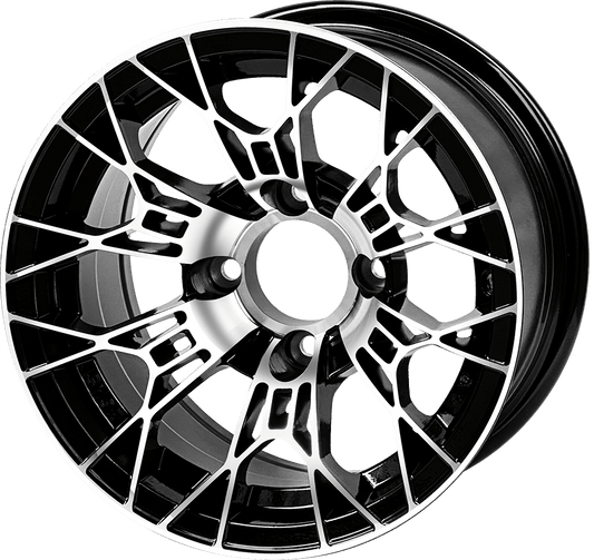 STEELENG 12″ Tarantula Machined/Black Wheel - Aluminum Alloy — single wheel product photo (SKU WH1275)