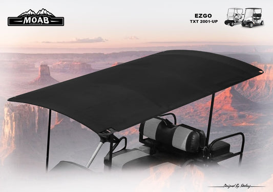 STEELENG MOAB Canvas Roof 98″ for EZGO TXT — installed / fitment view (SKU RFTX01)