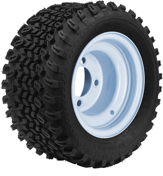 STEELENG 8″ White Steel Wheel + 22x11-8 All Terrain Tire Combo — mounted wheel+tire combo photo (SW0802+TR0801)