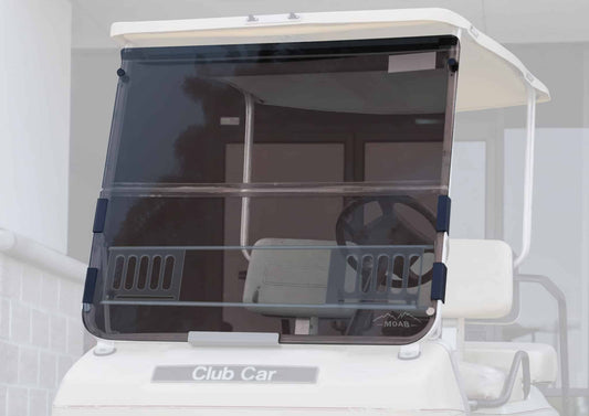 STEELENG MOAB Vented Windshield Tinted for Club Car DS (1982-2000.5) — installed view (SKU WSDS09)