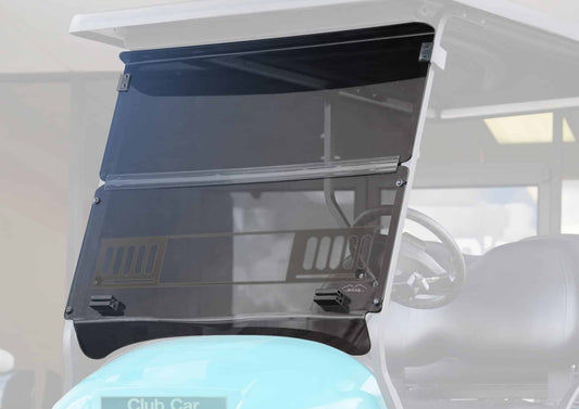 STEELENG MOAB Vented Windshield Tinted for Club Car Precedent/Tempo — installed view (SKU WSPR10)