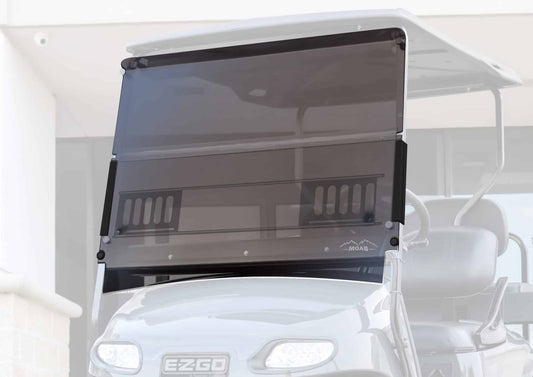 STEELENG MOAB Windshield Tinted Foldable for EZGO TXT (2014-up) — installed / fitment view (SKU WSTX10)