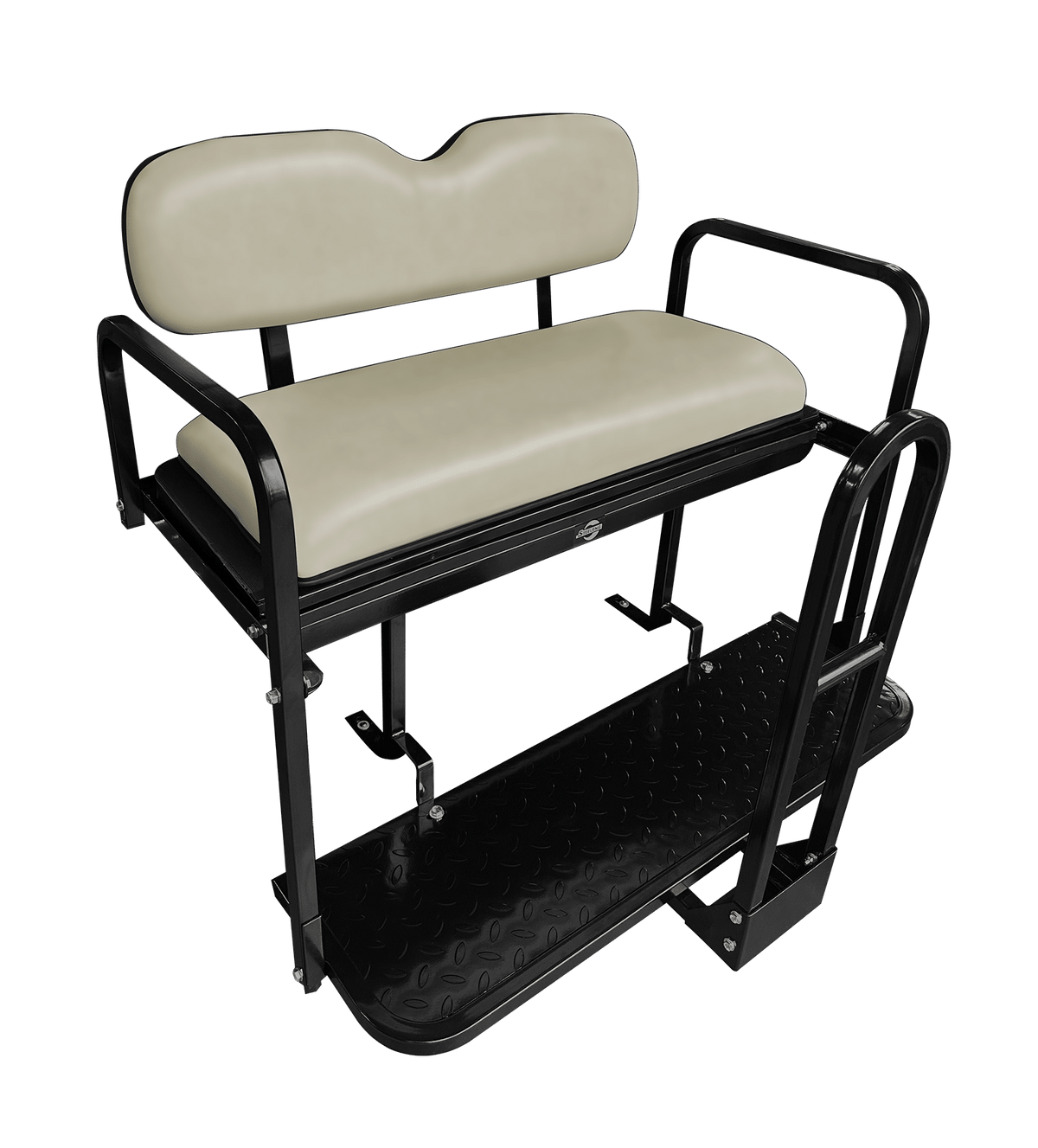 STEELENG NOMAD Rear Flip Seat, EZGO TXT/Freedom/Valor with Sandstone Cushion Set — alternate view, part BNDL-SFTX09-SC0027