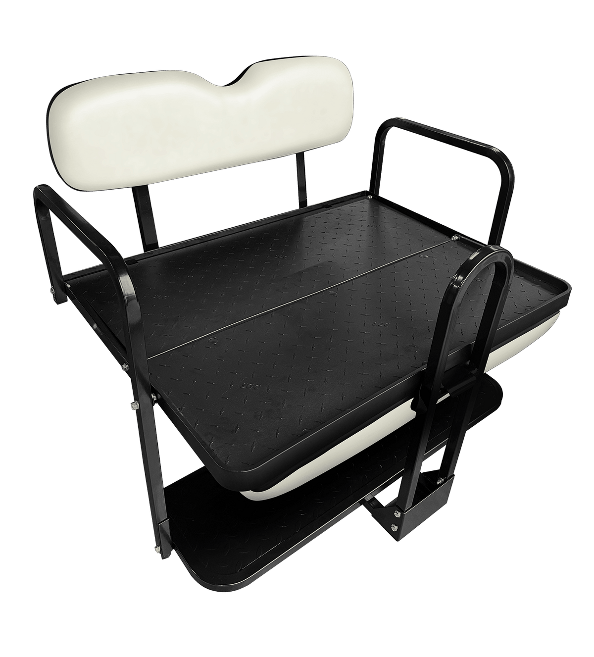 STEELENG NOMAD Rear Flip Seat, EZGO RXV with Pure White Cushion Set, part BNDL-SFRX09-SC0026