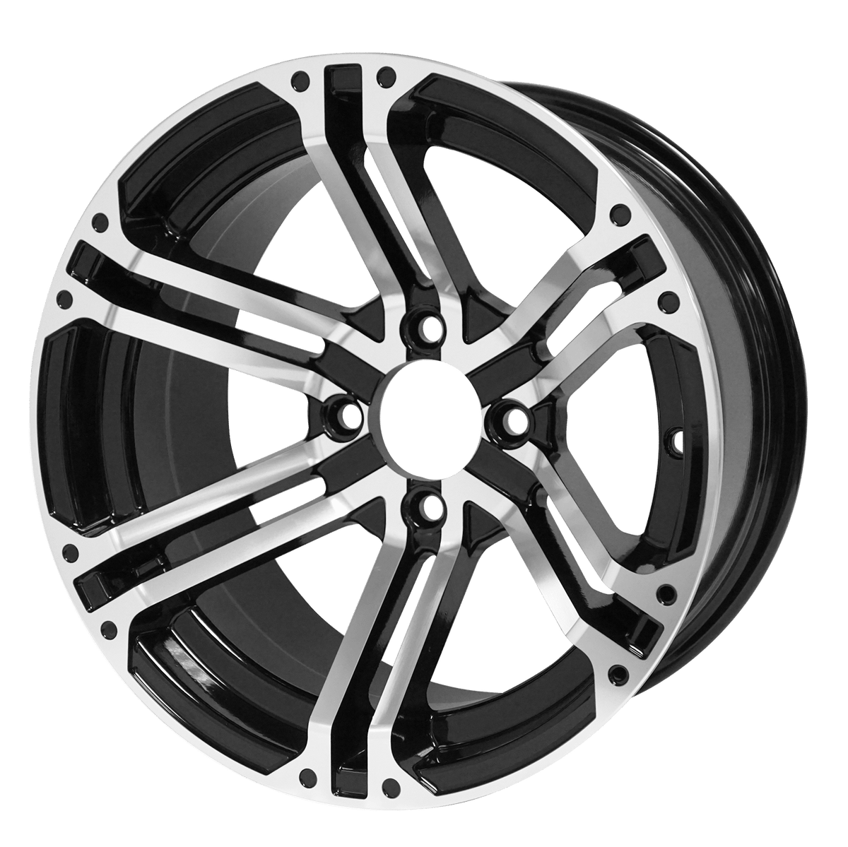 STEELENG 14-inch Terminator Machined/Black, Mounted Set of 4, part WH1409
