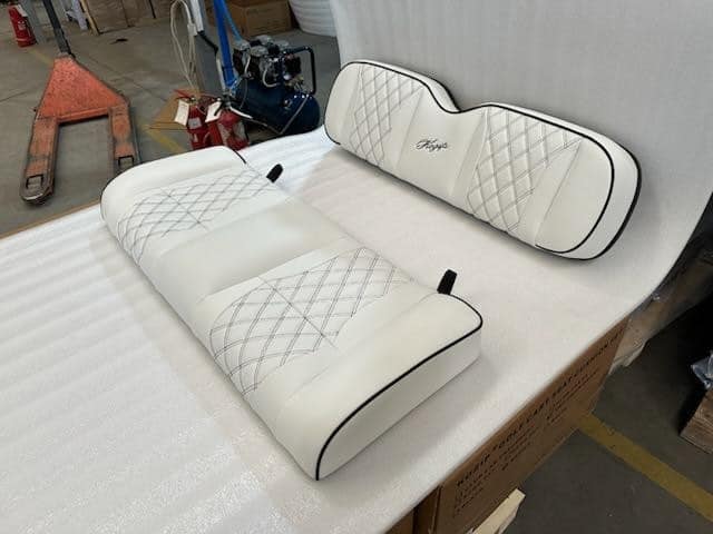 STEELENG Kozip Rear Seat Cushion Set, White Base with Black Piping Black Cross Stitch, Universal (NOMAD Seat Kit)