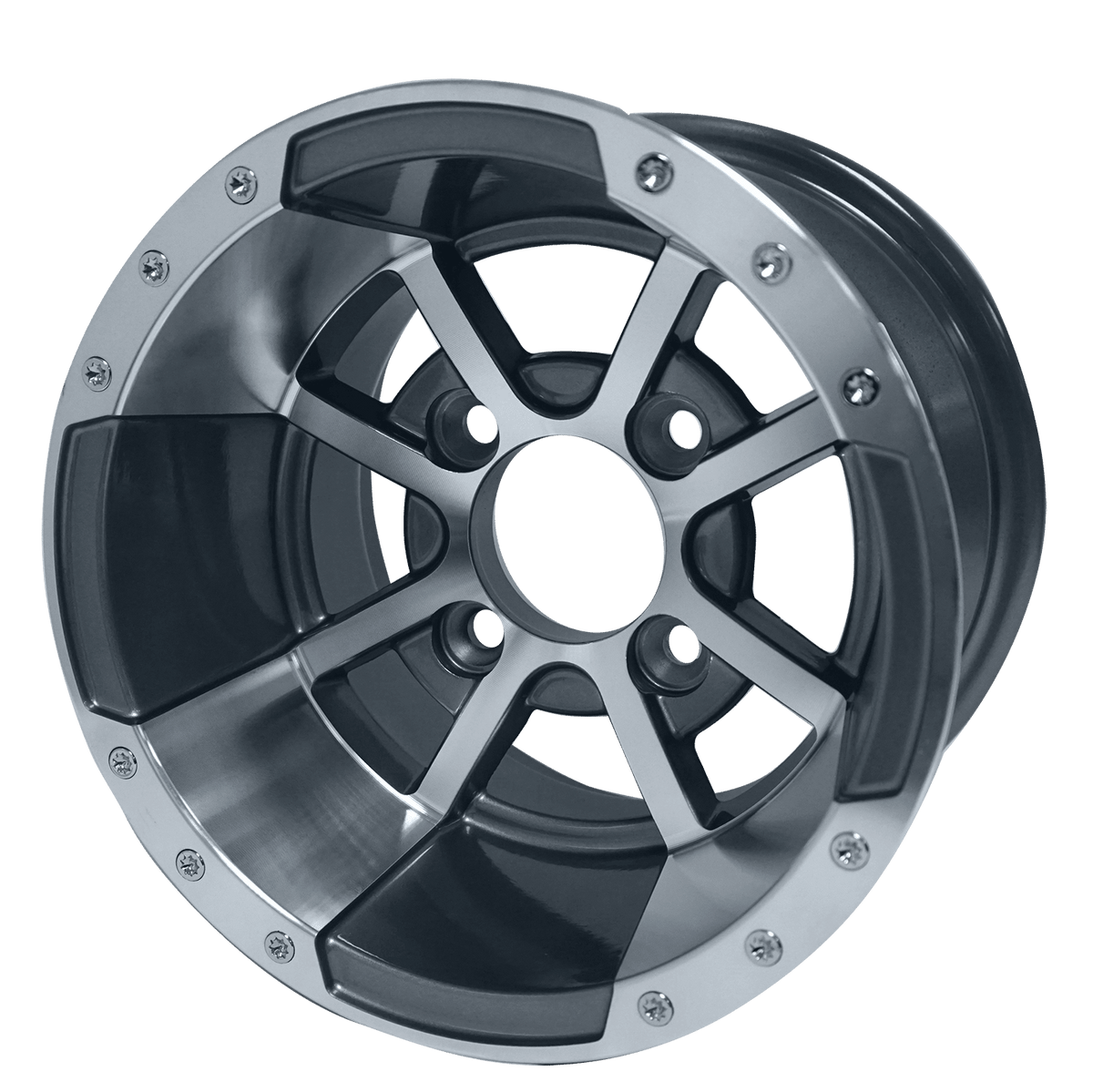 STEELENG 10-inch Storm Trooper Machined/Gunmetal, Mounted Set of 4, part WH1014