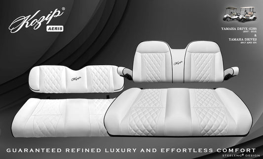 STEELENG Kozip (AERIS) Yamaha (G29) Drive/Drive 2 Front and Rear Seat Cushion Set with NOMAD Drive 2 Seat frame, White Base