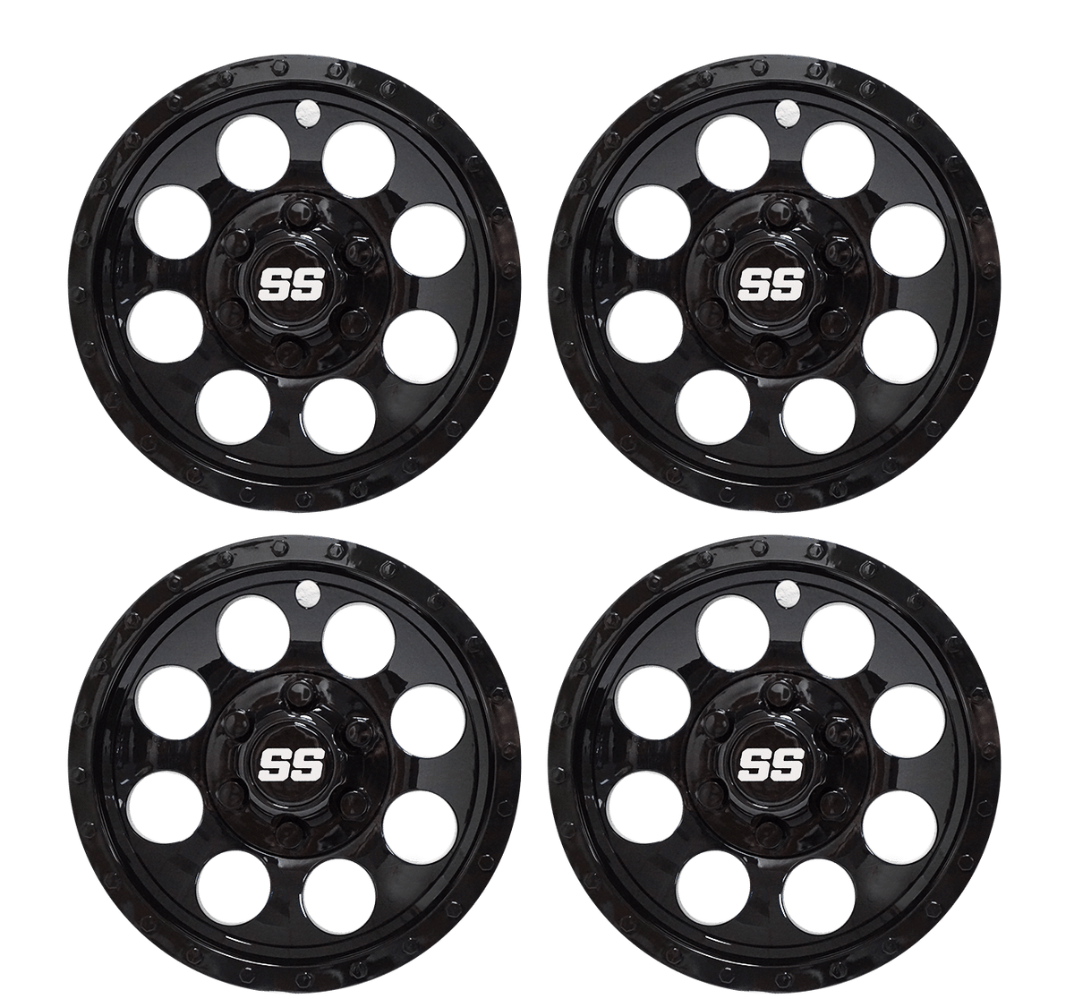 STEELENG 10-inch Wheel Covers Glossy Black finish SS design (Set of 4), part WC1002