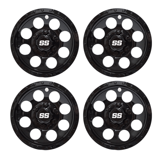STEELENG 10-inch Wheel Covers Glossy Black finish SS design (Set of 4), part WC1002