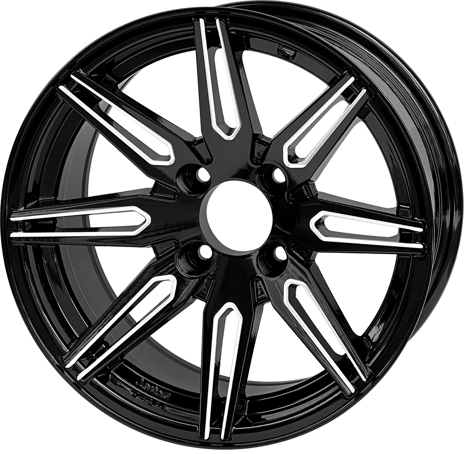 STEELENG BEAST 14-inch Lynx Machined Black, Mounted Set of 4, part WH1438