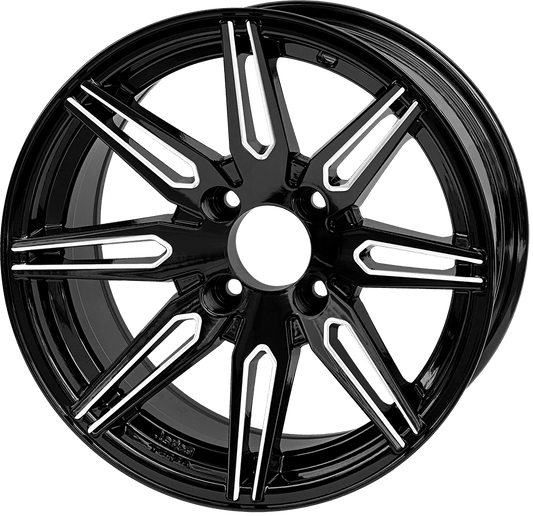 STEELENG BEAST 14-inch Lynx Machined Black, Mounted Set of 4, part WH1438