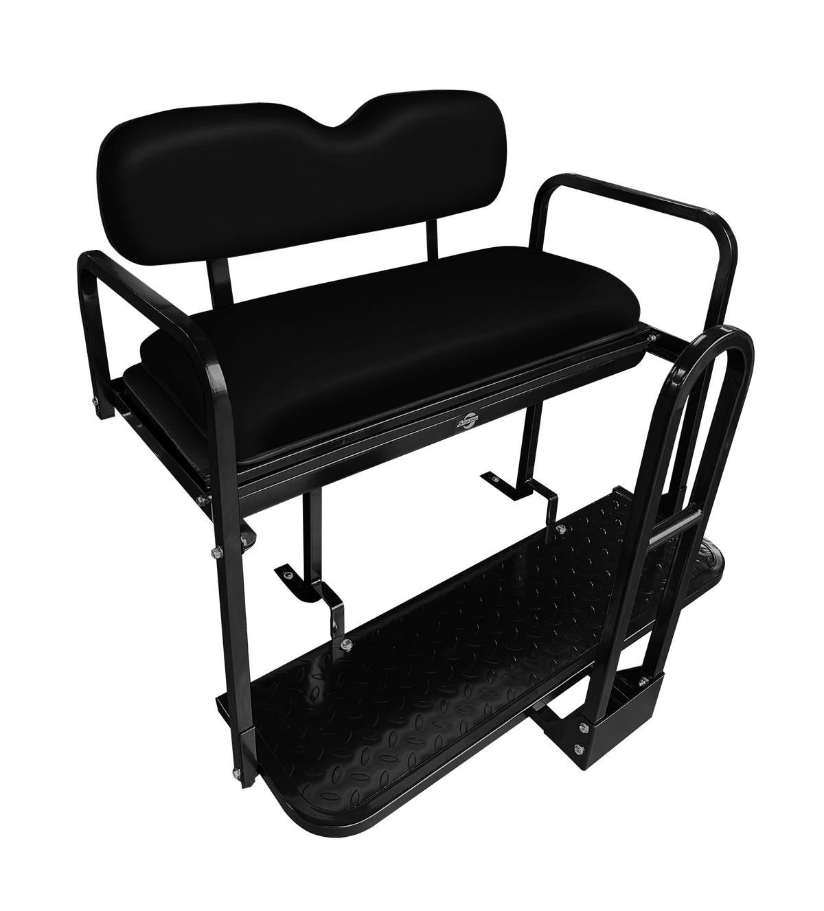 STEELENG NOMAD Rear Flip Seat, EZGO TXT/Freedom/Valor with Black Cushion Set — alternate view, part BNDL-SFTX09-SC0022