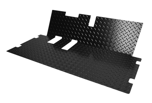 STEELENG Black Powder Coat Aluminum Diamond Plate Floor Mat for EZGO RXV, part FCRX04