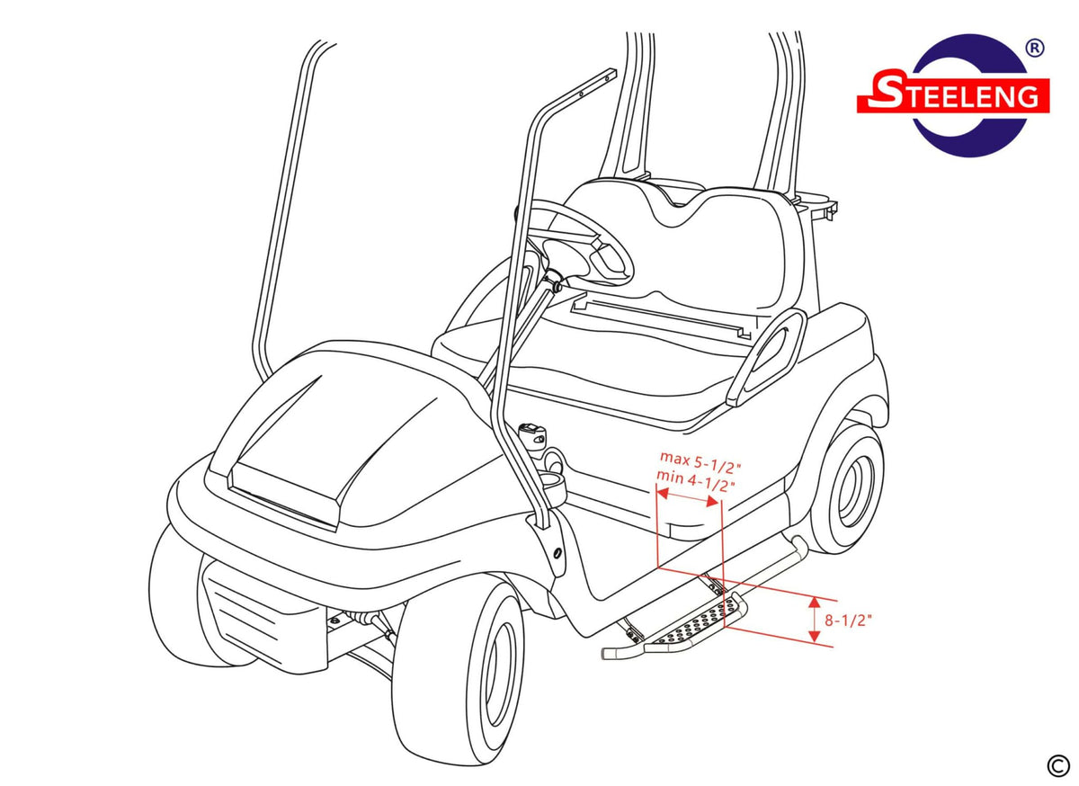 STEELENG Nerf Bars (Running Boards) for Club Car Precedent with Tempo with Onward (Set of 2) — alternate view, part NBPR01