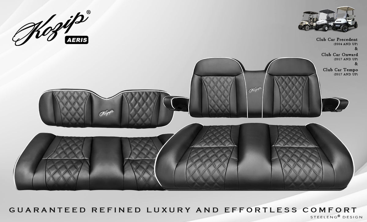 STEELENG Kozip (AERIS) Front and Rear Seat Cushion Set with NOMAD Seat frame (with roof supports) for Club Car