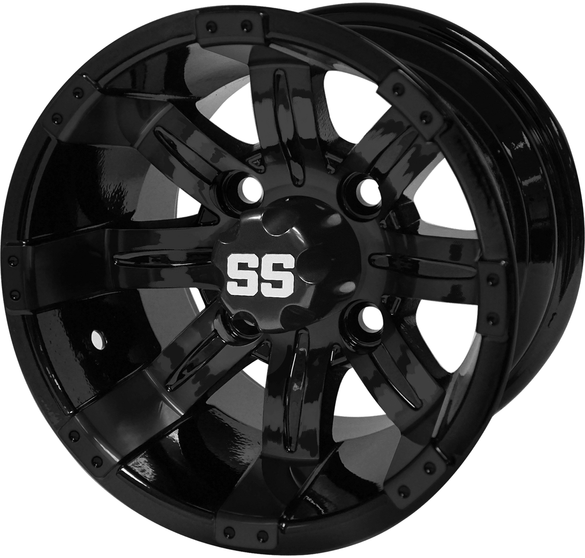 STEELENG 10-inch Tempest Glossy Black, Mounted Set of 4 — alternate view, part WH1017