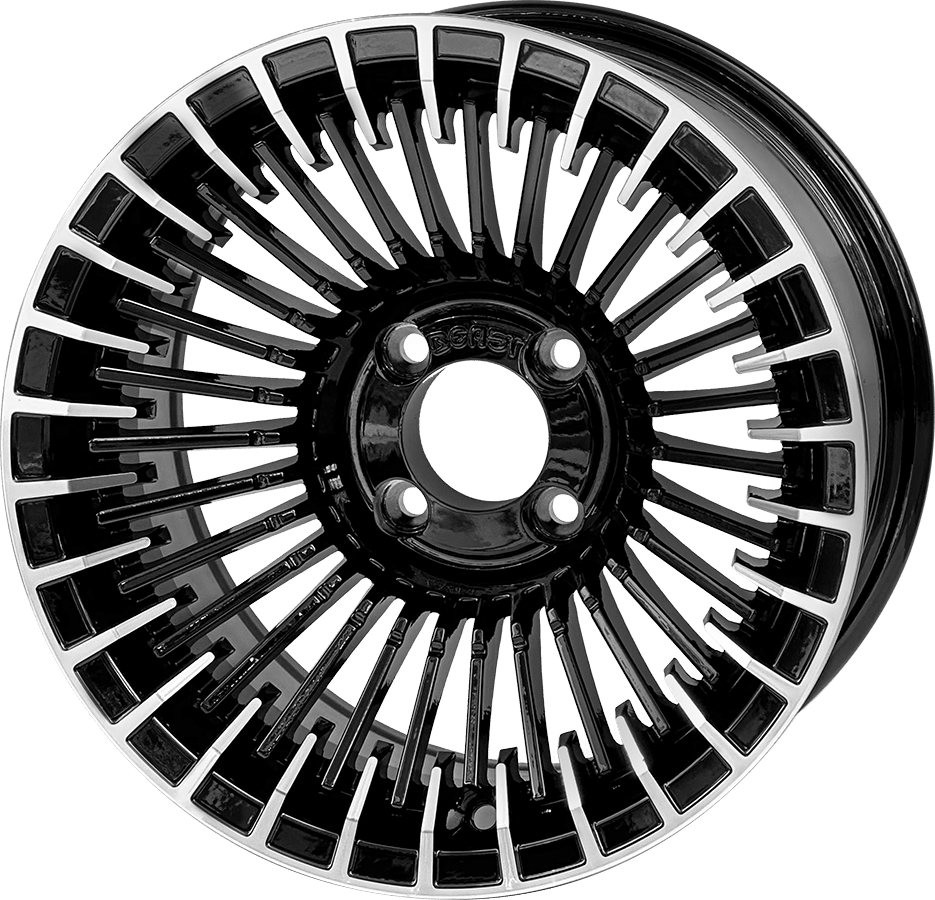 STEELENG 14-inch Piranha Machined Black, Mounted Set of 4, part WH1452