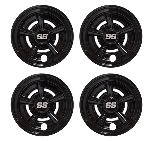 STEELENG 8-inch Wheel Covers Glossy Black finish SS design (Set of 4), part WC0802