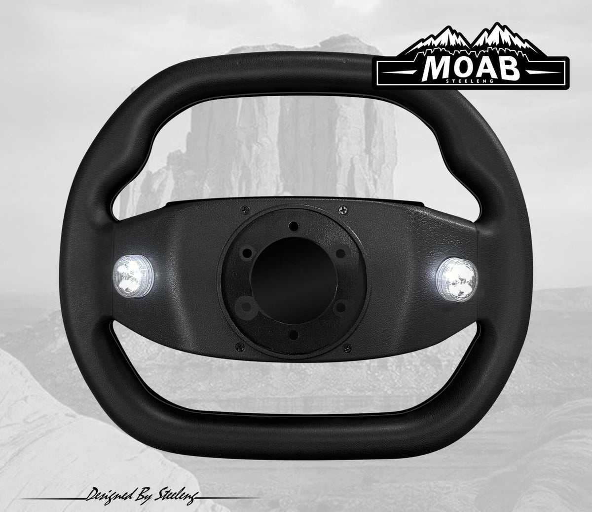 STEELENG MOAB Steering Wheel, Sport Version, Black with Steering Wheel Adaptor for Club Car DS, part BNDL-WA0008-WADS01