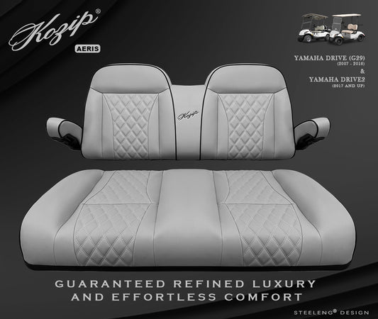 STEELENG Kozip (AERIS) Front Seat Cushion Set, Gray Base with Black Piping, Gray Cross Stitch for Yamaha G29