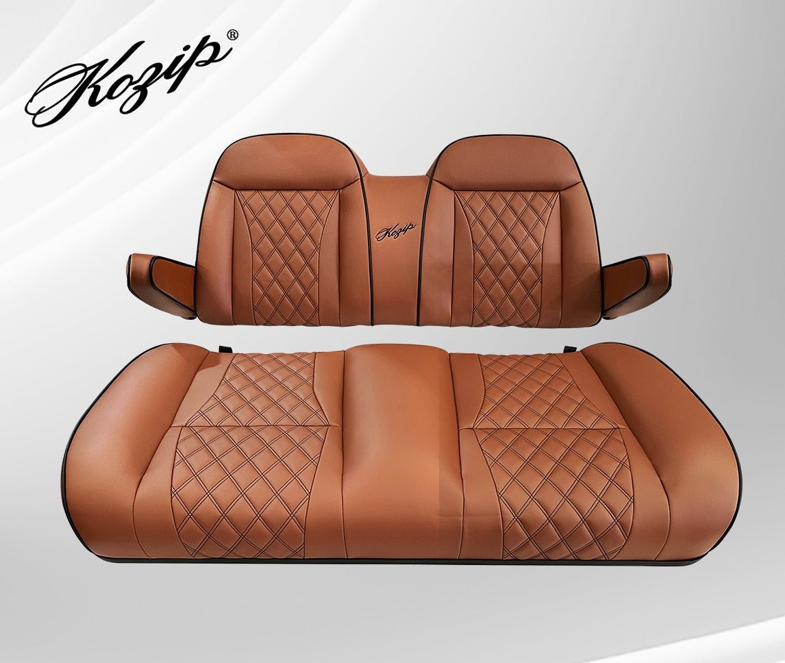 STEELENG Kozip (Contrast version) Front Seat Cushion Set, Brown Base with Black Piping, Black Cross Stitch for Yamaha G29