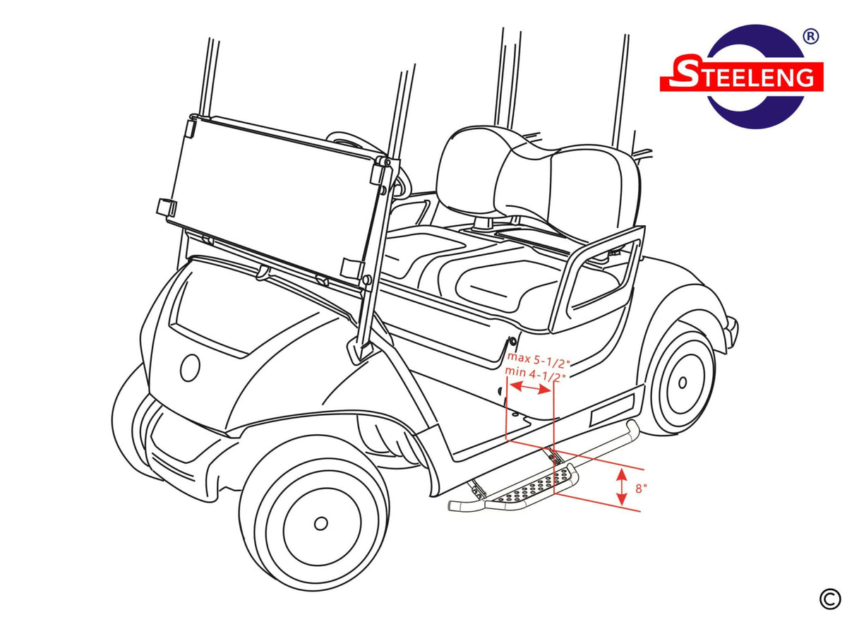 STEELENG Nerf Bars (Running Boards) for Yamaha Drive 2 (set of 2) — alternate view, part NBYM02