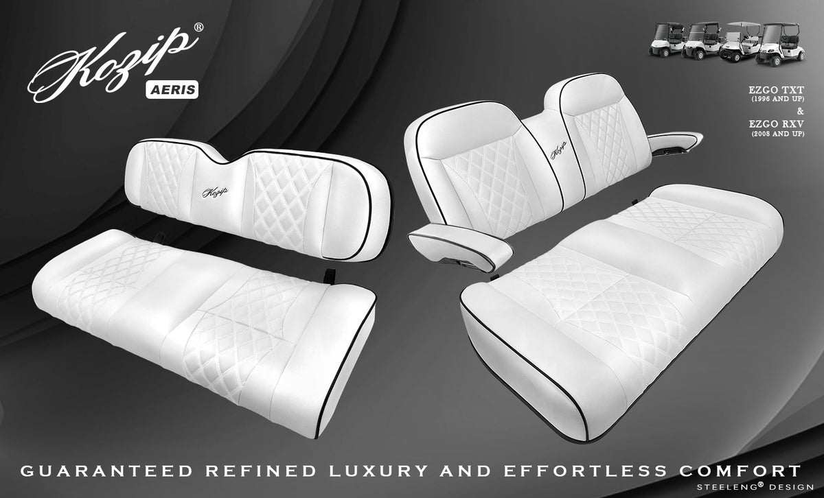STEELENG Kozip (AERIS) Front and Rear Seat Cushion Set, White Base with Black — alternate view, part BNDL-SCTR11-SC0033
