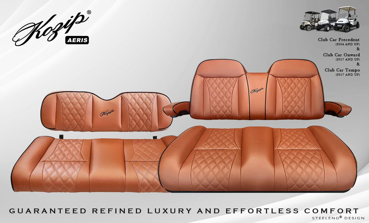 STEELENG Kozip (AERIS) Front and Rear Seat Cushion Set with NOMAD Seat frame (with roof supports) for Club Car