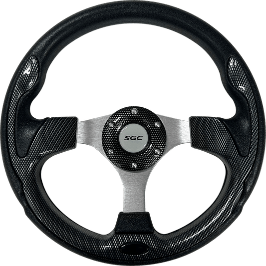 STEELENG SW06 STEERING WHEEL, Sporty, Carbon Fiber with Steering Wheel Adaptor for Club Car DS, part BNDL-WA0006-WADS01