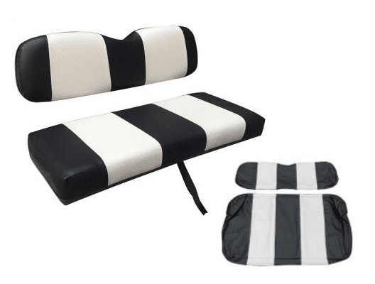 STEELENG Cushion Set for NOMAD Rear Flip Seat, Two-Tone Black, White for EZGO TXT (2001.5-up), part SCTX03
