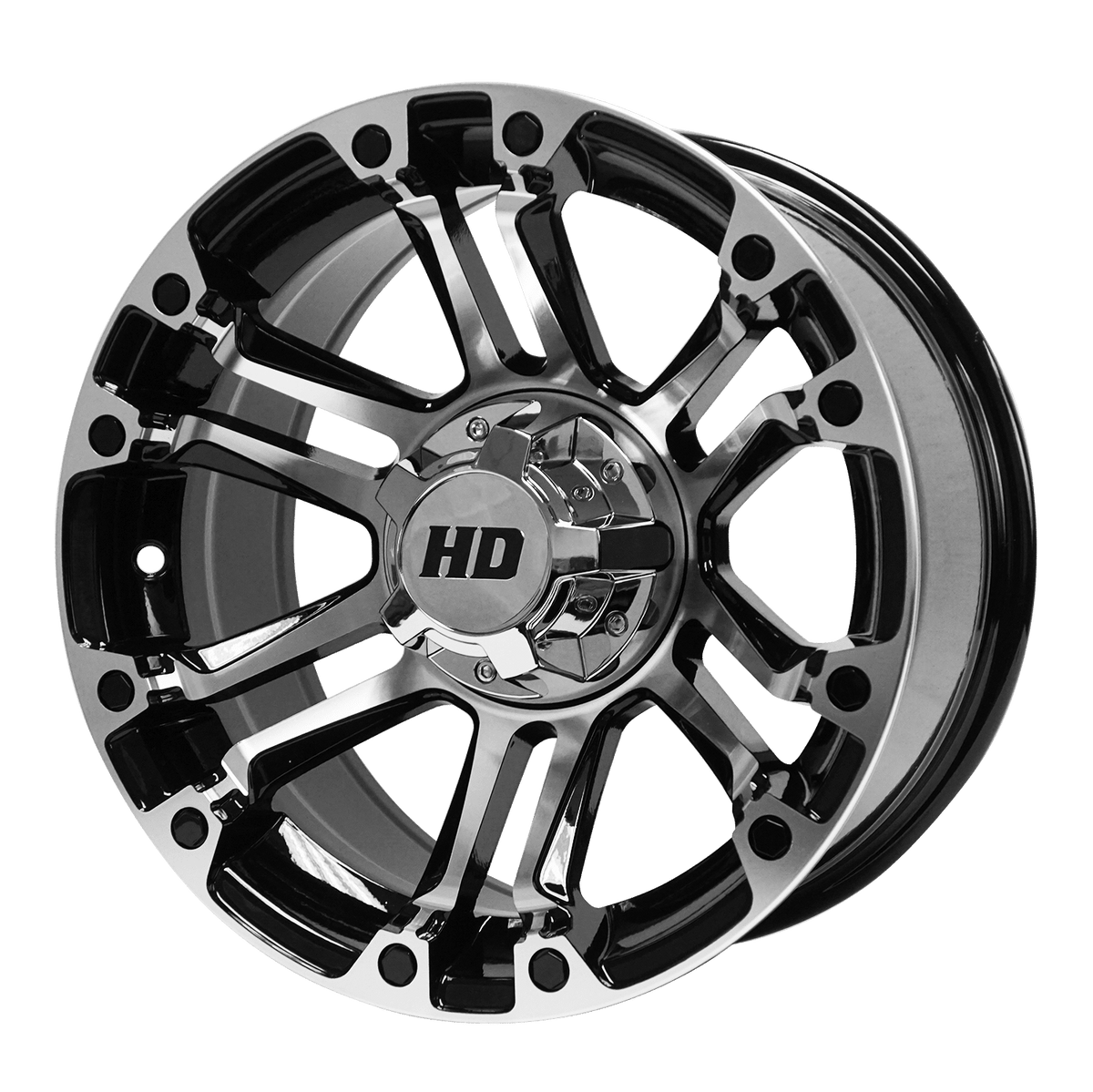 STEELENG 14-inch Rhino Machined/Black, Mounted Set of 4, part WH1422