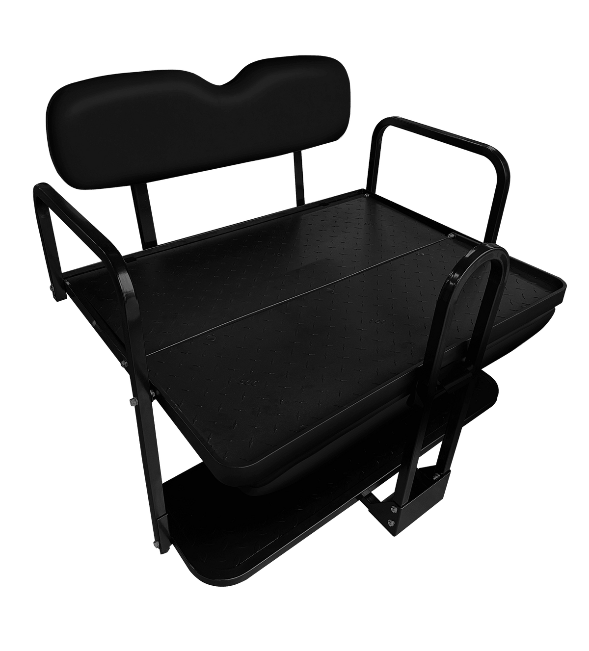 STEELENG NOMAD Rear Flip Seat, EZGO TXT/Freedom/Valor with Black Cushion Set, part BNDL-SFTX09-SC0022
