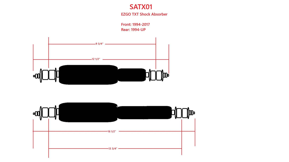 STEELENG Front Shock Absorbers for EZGO TXT (Rear 1994-up) (Front 1994-2017) — alternate view, part SATX01