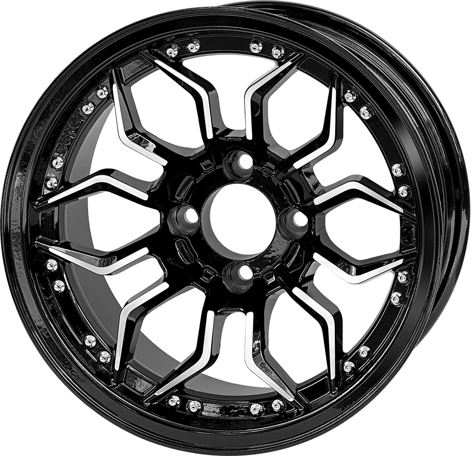STEELENG BEAST 14-inch Scorpion Machined Black, Mounted Set of 4, part WH1443