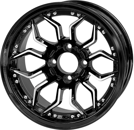 STEELENG BEAST 14-inch Scorpion Machined Black, Mounted Set of 4, part WH1443