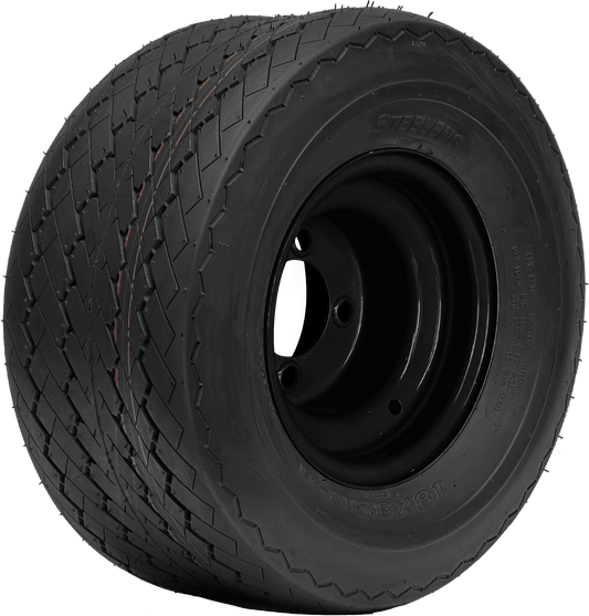 STEELENG 8″ Steel Wheel – Black / STEELENG 18″x8.5″-8″ Sawtooth (Standard Golf Cart Tire) DOT approved (Wheel + Tire Combo) — SW0801-TR0804.png