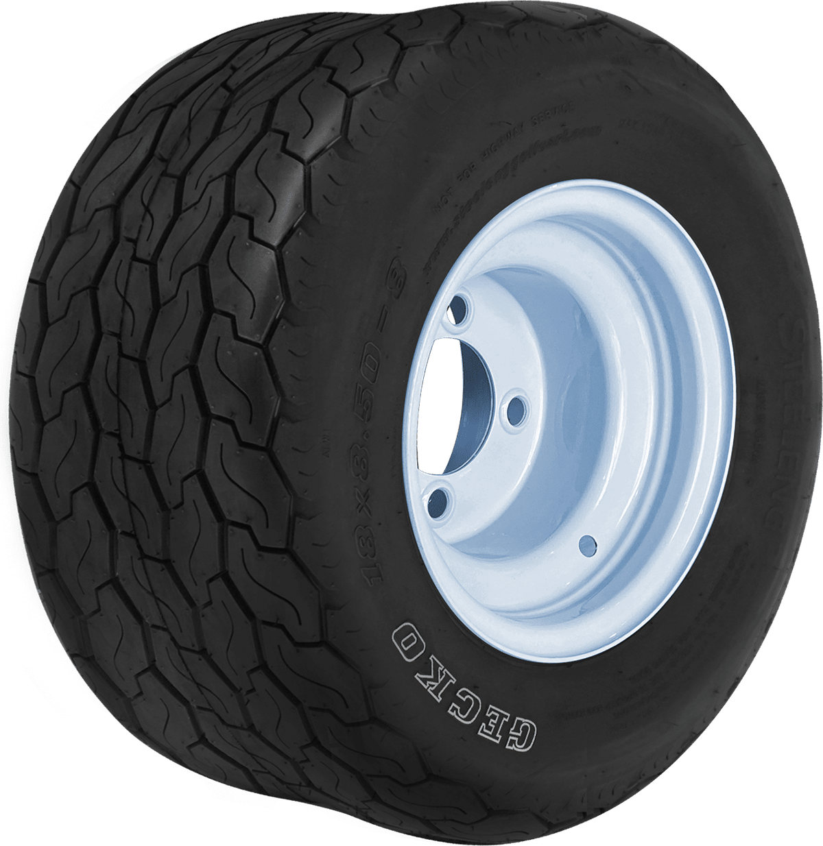 STEELENG 8″ Steel Wheel – White / STEELENG 18″x8.5″-8″ GECKO Street Tire (White Letter Version) (Wheel + Tire Combo) — TR0805-SW0802-Steel-White.png